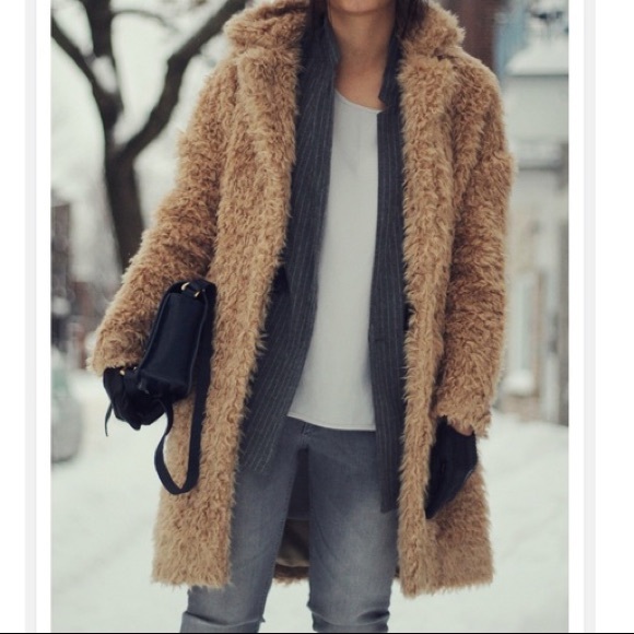Zara Jackets & Blazers - Zara long tan fur jacket